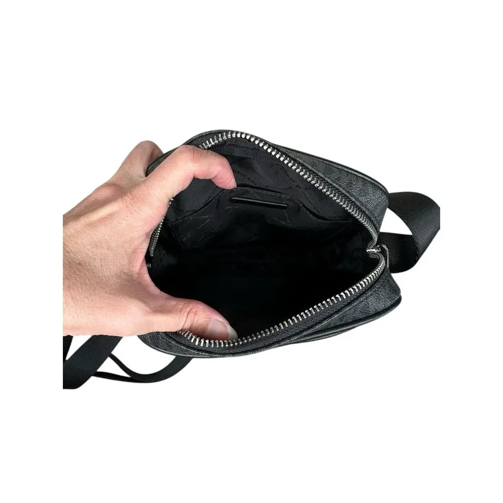 NWOT Michael Kors Travel Medium Flight Bag Crossbody Signature MK Bag Black New - Picture 3 of 6